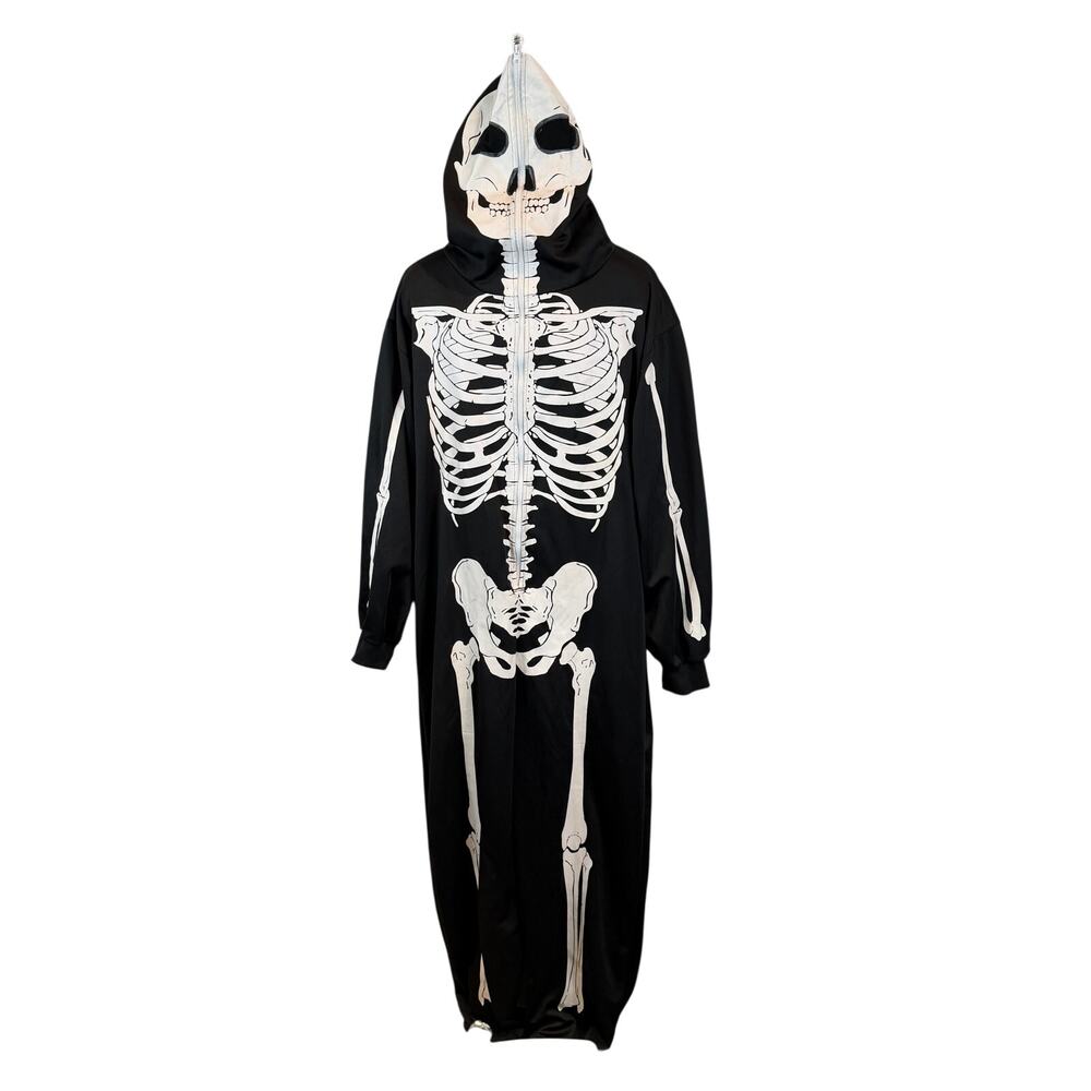 Spooktacular Creations Skeleton Halloween Costume Jumpsuit with Hood Size XXL
